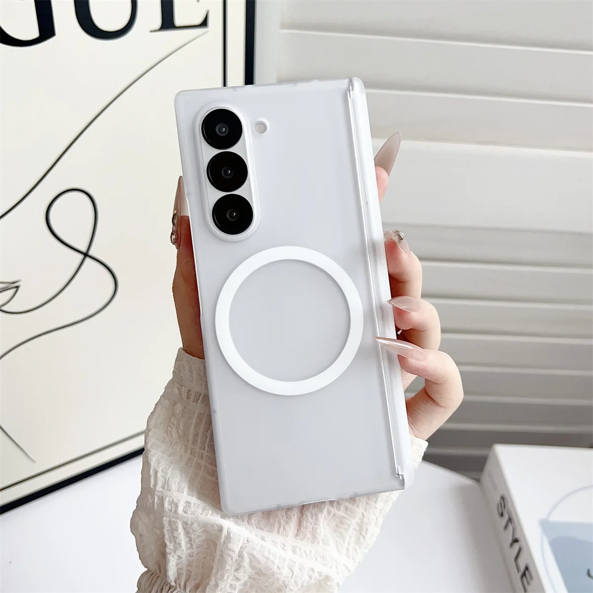 Matte Frosted Case - Custodia magnetica per telefono satinata traslucida
